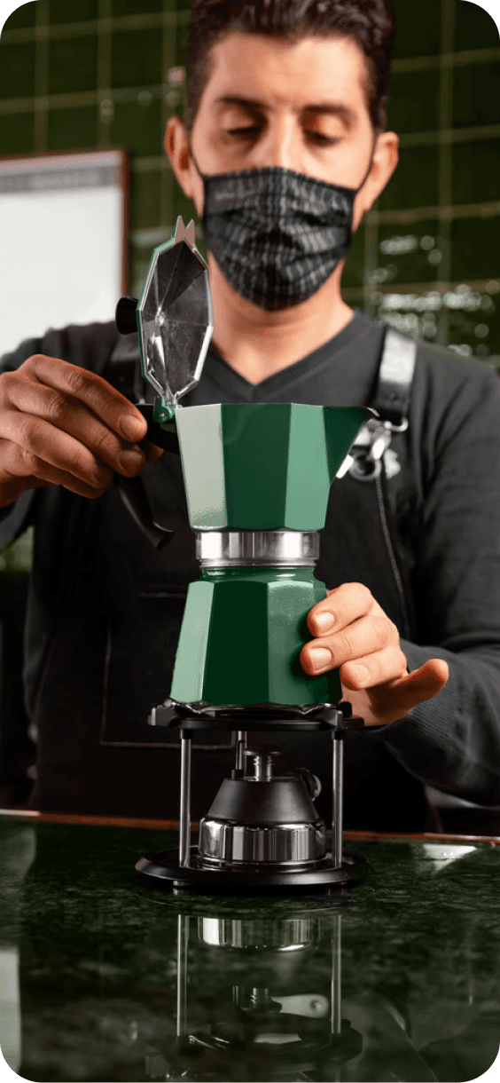 Barista making coffee